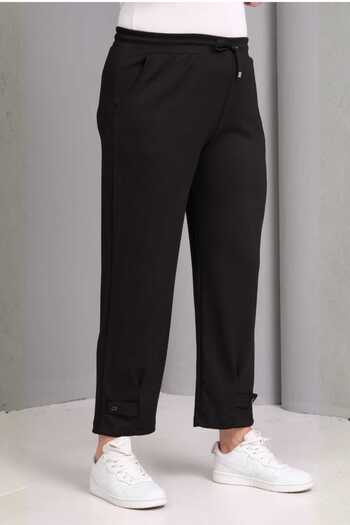 tarzımsüper Women's Plus Size Tie-Waist Button Detail Luxury Soft Stretchy Fabric Pants