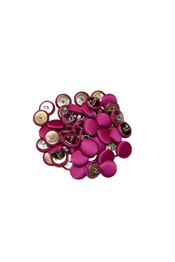 OEM Set of 50 metal shank buttons, round, fuchsia, 2 cm
