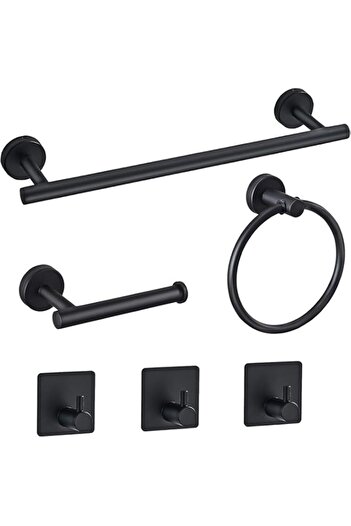 Generic MIXDE 6 PCS Bathroom Hardware Set, MIXDE Stainless Steel Round Wall Mounted - Includes 16" Hand Tow