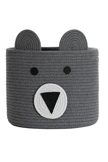 Generic Aputue Bear Basket, 31cmx26cm Grey Soft and Firm Cotton Rope Basket, Safe Cotton Material Baby Hamp