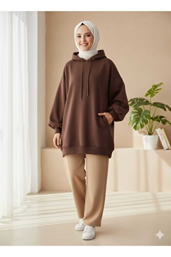 Şule Giyim Women's Trend Balloon Sleeve Three Thread Shaded Sweat