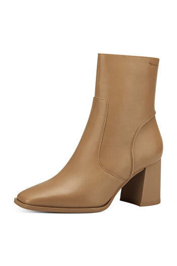 Tamaris brown leather ankle boots with block heel
