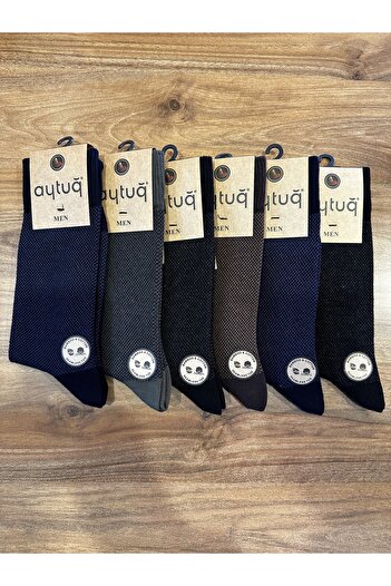 Aytuğ Premium Men's Winter Jacquard Bamboo Cotton Stitch-Free Comfortable Men's Socks 6-Pack
