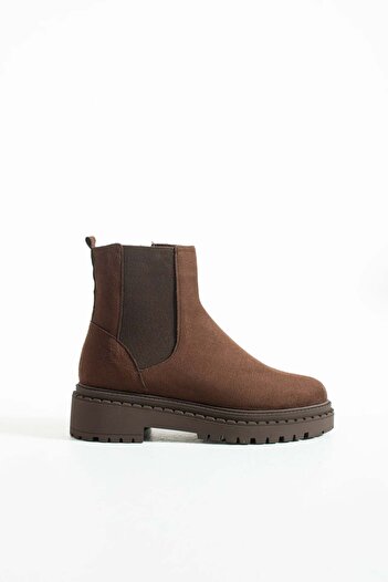 diclepolat Women's Boots Zippered Elastic Chelsea Casual Boots Anve Brown
