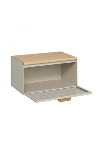 FİVE Metal bread box with bamboo lid, Sensia Retro Argile