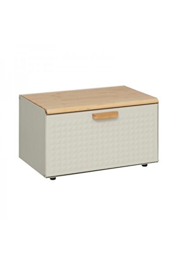 FİVE Metal bread box with bamboo lid, Sensia Retro Argile