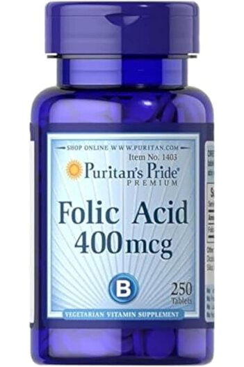 Puritan's Pride Folic Acid (400 mcg, 250 Tablets)