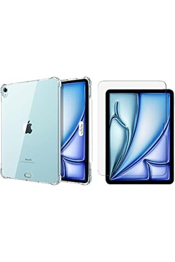 URBBKING Tablet Case + 9H Tempered Glass Screen Protector [1+1] for iPad Air 11-inch (M2/M3) - Clear