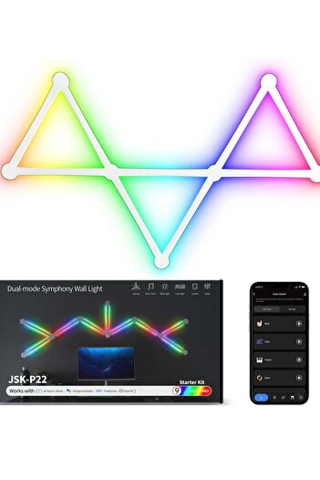 Bukela 9 LED Wall Lights, Smart RGBIC Wall Sconces for Gaming TV Bedroom, Work with App, Bluetooth,