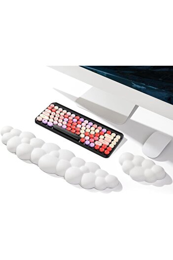 Other 3-in-1 Ergonomic Cloud PU Leather Wrist & Arm Rest, Memory Foam, Non-Slip (White)