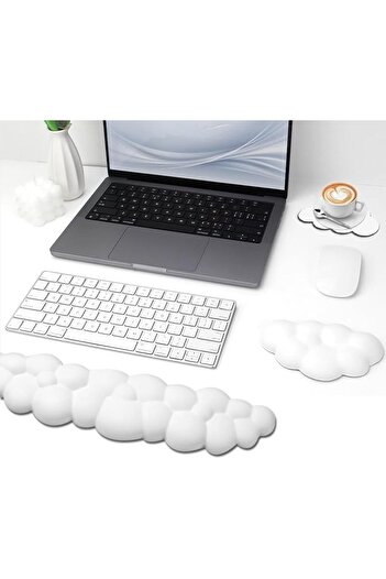 Other 3-in-1 Ergonomic Cloud PU Leather Wrist & Arm Rest, Memory Foam, Non-Slip (White)