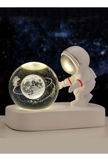 Bukela Astronaut Crystal Ball Night Light - 3D LED Moon Lamp with Starry Sky Base
