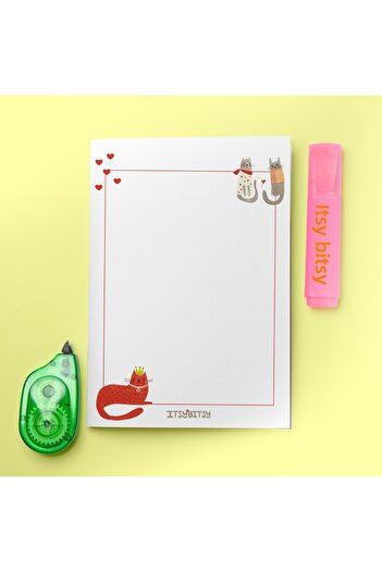 itsybitsy Cat Pattern 11X15 Notepad, Notepad, Memo Pad - Kitty of Queens Series