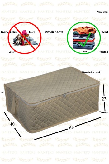 NUTEX 6 Pieces Quilted Patterned Storage Storage under Base 60X40X22 (Cream)