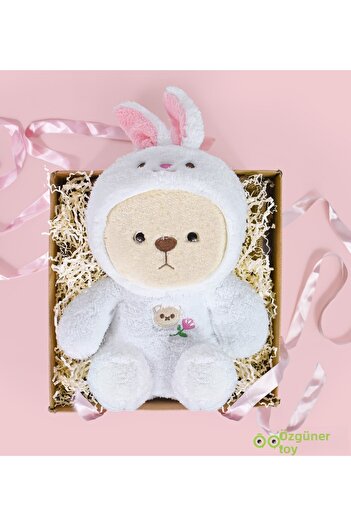 Özgüner Oyuncak Pababo Series Hooded Pufi Teddy Bear - with Gift Box