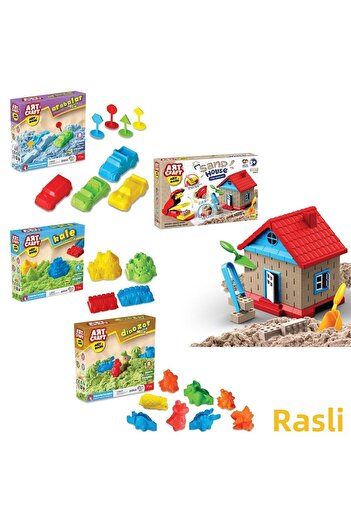 Art Craft Kinetic Play Sand Set - Sand House, Cars, Dinosaur, Castle Sand Set