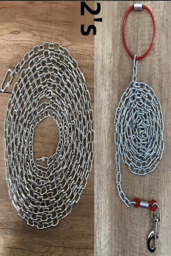 PADRİ Dog Leash Chain 3 Meters 2 Screw Carabiner 1 Meter Travel Leash Chain Set (80 kg)
