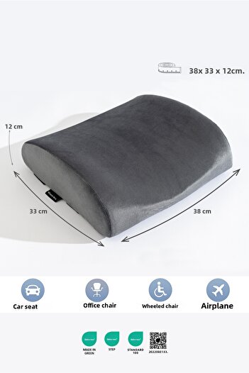 VİSCOTEX Visco Orthopedic Lumbar Support Pillow, Office, Car, Chair, Seat, Back Pillow Cushion, 38X33X12 cm