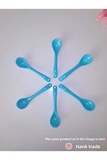 HANK TİCARET Dessert Spoon Spice Spoon Milk Spoon Coffee Spoon Sugar Spoon Food Spoon 6 Pieces Blue