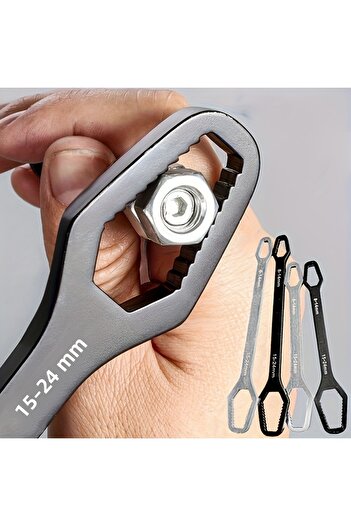 Choice Black 1pc Universal Double Ended Wrench, Self-Tightening 3-17mm Screw Nuts Repair Wrench, Double-Hea