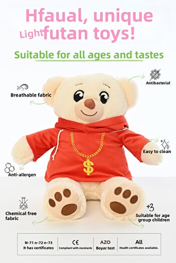 Pufu Toys 40 CM SWEAT SHIRT RAPCI BEAR