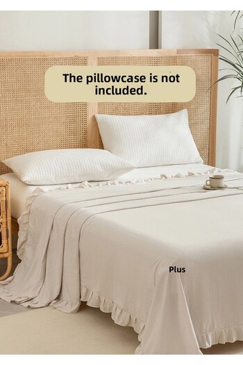 Perdeplus Bedspread Cotton Linen Frilly Beige