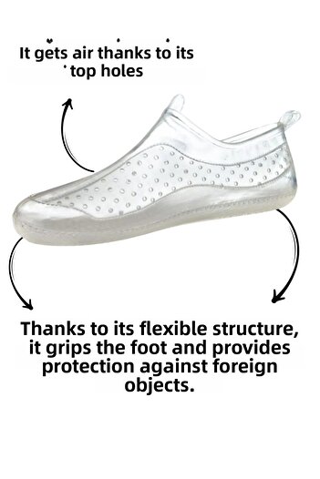 Şenpa Unisex Transparent Beach and Sea Shoes Anti-Slip Sole Set of 3 Toe and Ear Plugs ++Durable