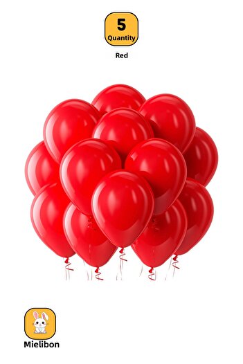 Mielibon 5 Pcs Red Balloons - 12 Inch Pastel Color