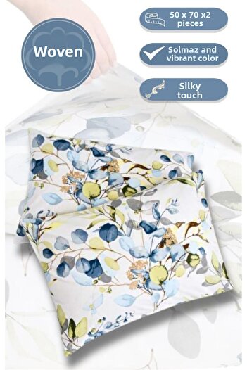 MODALİN Комплект от 2 калъфки за възглавници Flora Percale с принт, 100% памук, 50x70 cm