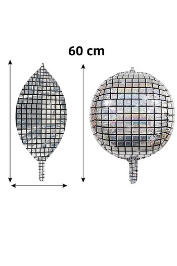 Parti dolabı 60X60 cm 4D Disco Ball Foil Balloon Hologram Printing Silver Disco Ball Balloon 1Pcs New Year Retro
