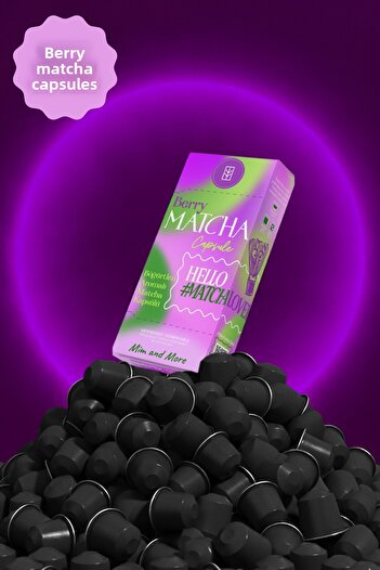 Mim and More Berry Matcha Capsule - Nespresso Compatible, Blackberry Flavored Matcha Powder, Pack of 10