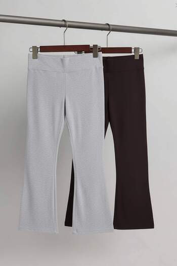 Trendyol Curve Grey Melange- Black Flare/Spanish Leg Draped Fabric Plus Size Pants&Trousers Tbbaw26Ar00027