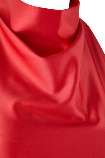 Trendyol Curve Red Satin Degaje Party Woven Plus Size Blouse Tbbaw26Af00079