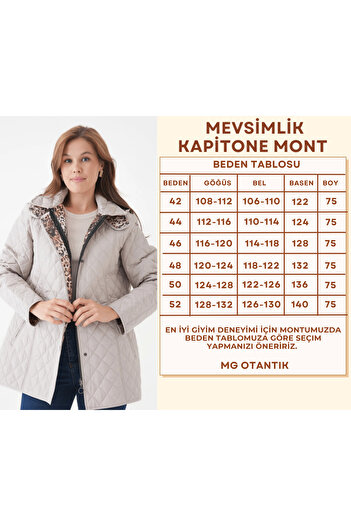 Butik Women's Plus Size Hooded Leopard Print Zipper Snap Button Quilted Coat Jacket