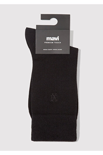 Mavi Mühür Logo Printed Black Socks 0911965-900