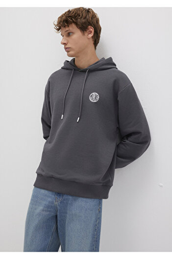 Mavi Anthrazitfarbenes Sweatshirt mit Kapuze und MVJNS-Logo-Aufdruck 0611786-80106