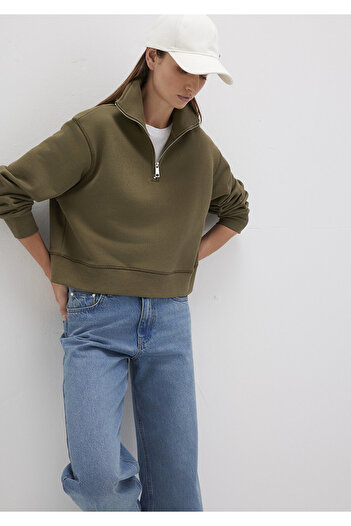 Mavi Semi-Zip Khaki Sweatshirt 1S10391-71589