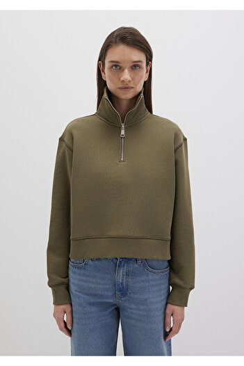 Mavi Yarı Fermuarlı Haki Sweatshirt 1S10391-71589