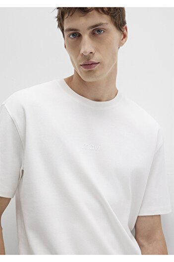 Mavi Λογότυπο Λευκό Basic Interlock T-Shirt Loose Fit / Χαλαρή Άνετη Κοπή 0613102-80194