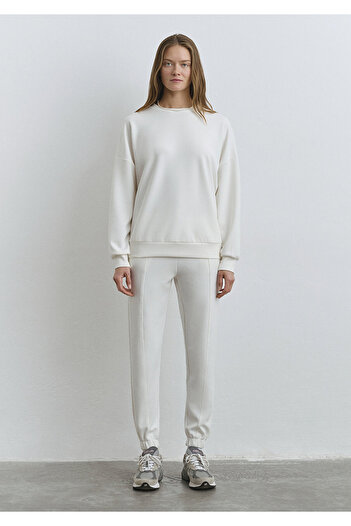 Mavi Lux Touch Bisiklet Yaka Ekru Sweatshirt 1S10422-70057