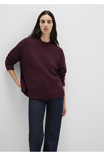 Mavi Bisiklet Yaka Bordo Kazak Oversize / Geniş Kesim 1710516-70434