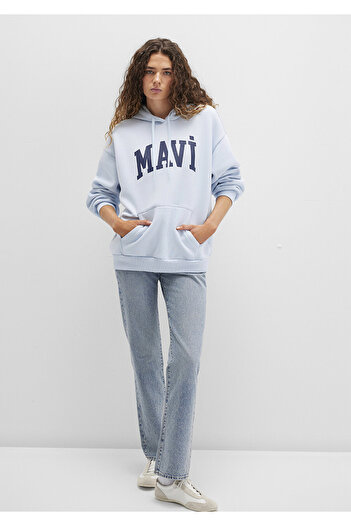 Mavi Logo Baskılı Kapüşonlu Sweatshirt 1600361-70717