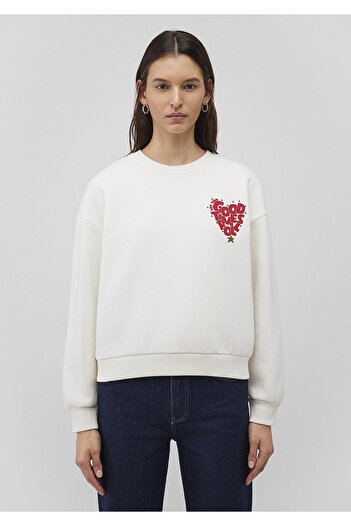 Mavi Yılbaşı Temalı Beyaz Sweatshirt 1S10334-70057