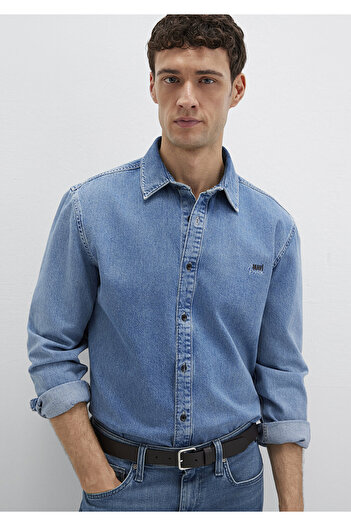 Mavi Roy Lux Black Puslu Açık Jean Gömlek Slim Fit / Dar Kesim 0210496-87937