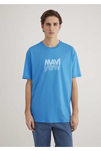 Mavi Logo Baskılı Tişört Loose Fit / Bol Rahat Kesim 0611311-70772