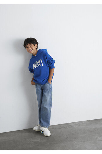 Mavi Logo Baskılı Kapüşonlu Sweatshirt 6610110-70896