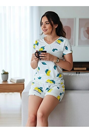 ÇAĞ MODA 2-Piece Viscose Lycra Pajama Set with Shorts