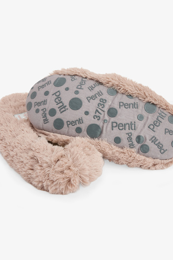 Penti Taş Rengi Just Chill Slogan Nakışlı Ev Patiği
