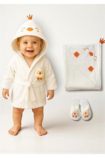 Bebitof Nessiworld Ecru Baby Bathrobe and Chick Set - 30038