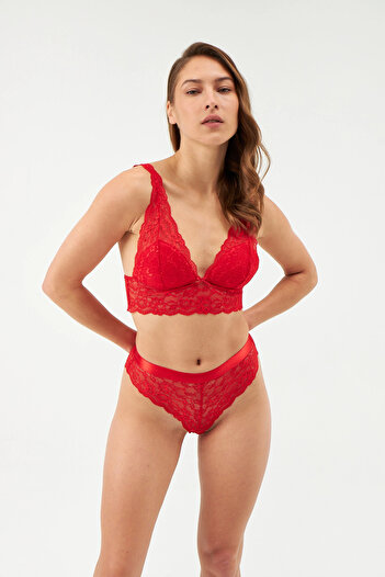 Dagi Red Non-Wireless Lace Bralette Bra